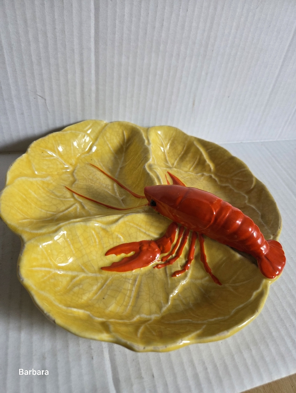 Vintage Maruhon Ware Lobster-themed Hand-painted Ceramic Dish